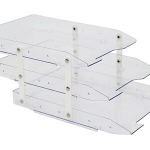 Organizador De Mesa Caixa Correspondência Home Office Bandeja Tripla Móvel- Cristal